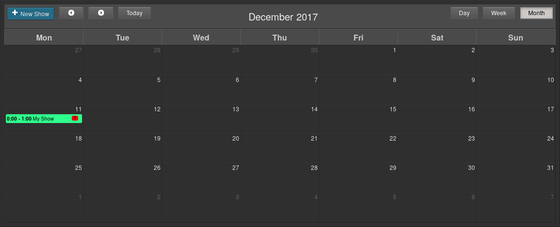 Show Calendar LibreTime